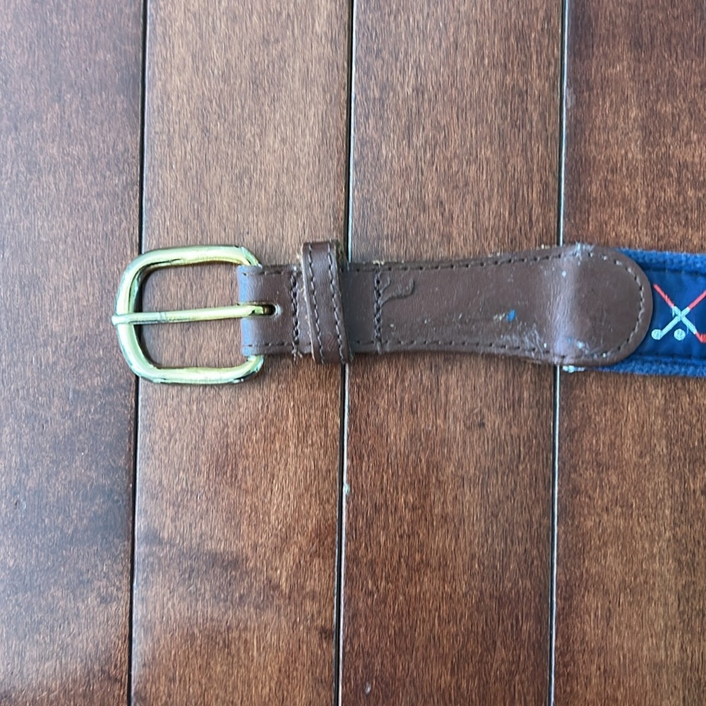 Men’s Island Casuals Blue & Brown Belt with Sports Motif Size 38 - Picture 5 of 7